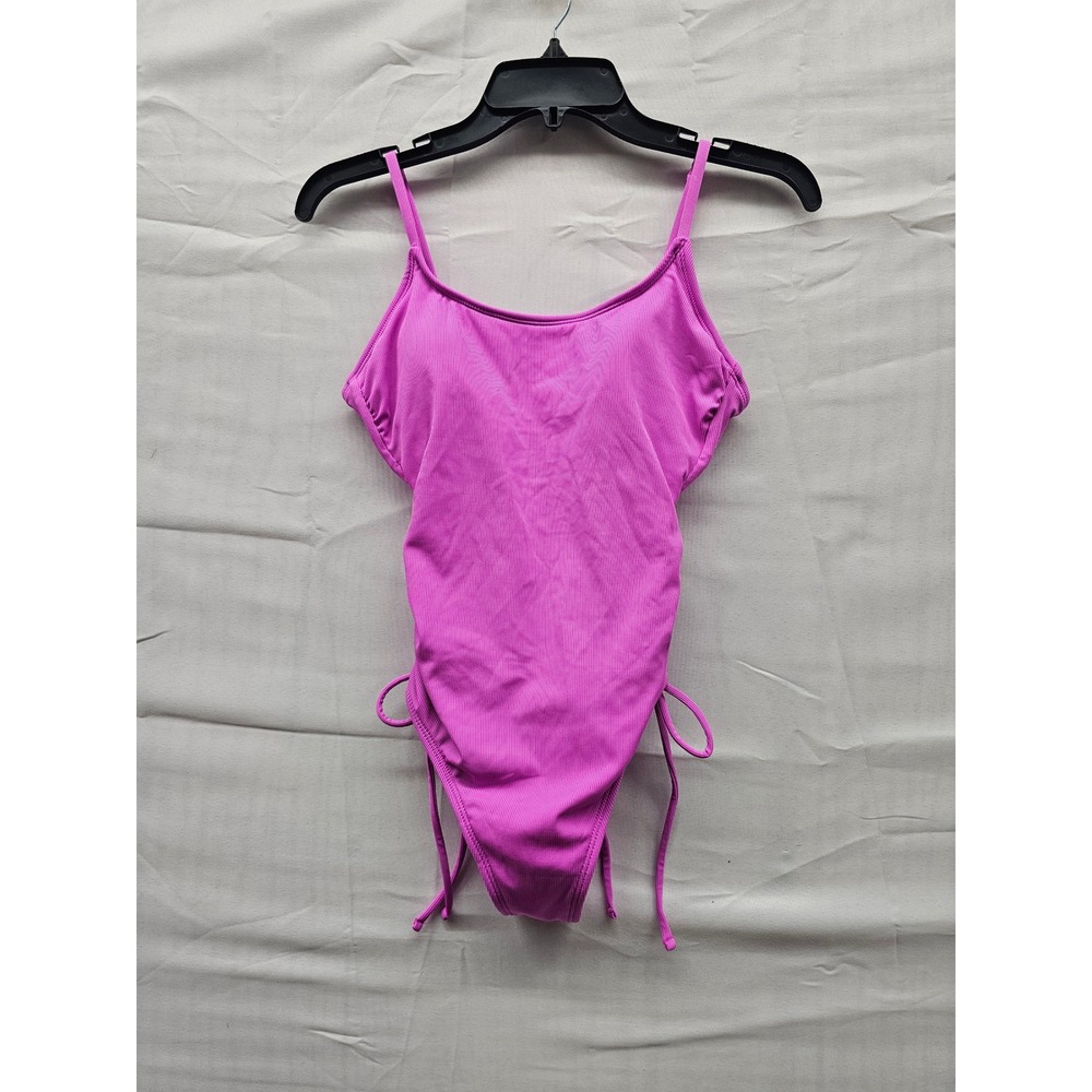 Shade & Shore Womens Purple Ribbed Side Tie One Piece Swimsuit XS 0-2 F16953912